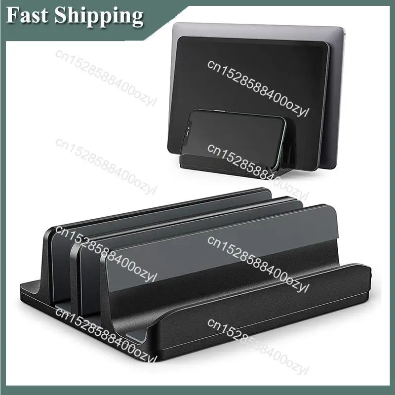 Suporte vertical para laptop August com 3 espaços para computador, tablet, telefone - cabe em todos os modelos de laptop (até 17,3 polegadas)