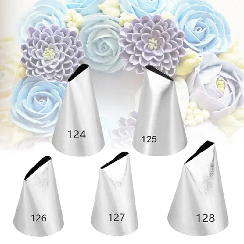 124# 125# 126# 127# 128# Stainless Steel Rose Petal Pastry Nozzles Cream Piping Nozzle DIY Cupcake Dessert Decoration Supplies