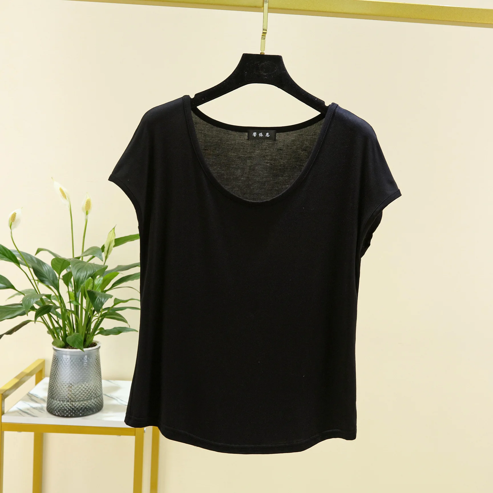 Damen-T-Shirt aus Modal, O-Ausschnitt, ärmellos, einfarbig, Basic-T-Shirt, lockeres T-Shirt, Übergröße, alles passend