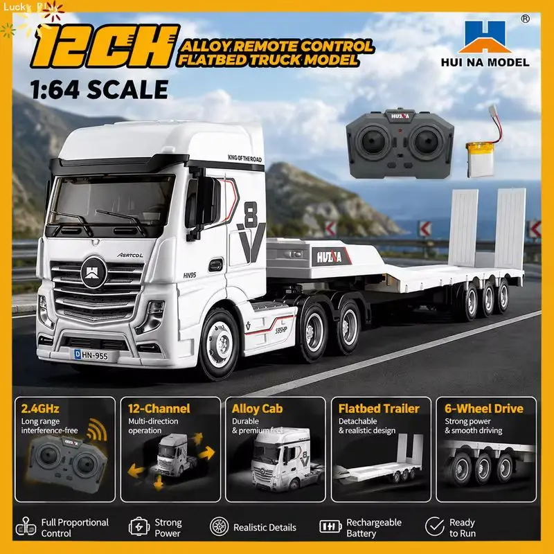 Huina 9900 Rc Truck Flatbed Trailer 1/64 Mini Rc Racing Car 2.4g Remote Control Sports Drift Desktop Engineering Vehicle Model