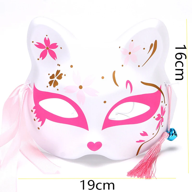 Volpi maschera giapponese Cosplay Rave dipinto a mano Anime Demon Slayer mezza faccia maschere per gatti Masquerade Festival Party puntelli Cosplay