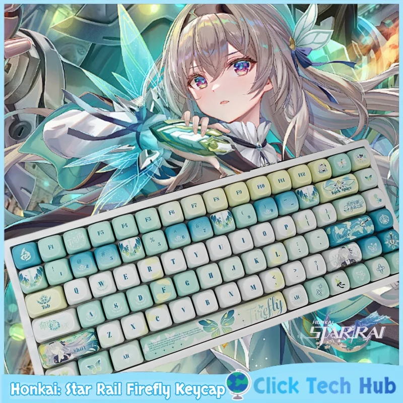Honkai: Star Rail Firefly Keycap 120key Anime Game Theme Cherry Pbt Five Sided Hot Sublimation Mechanical Keyboard Keycaps