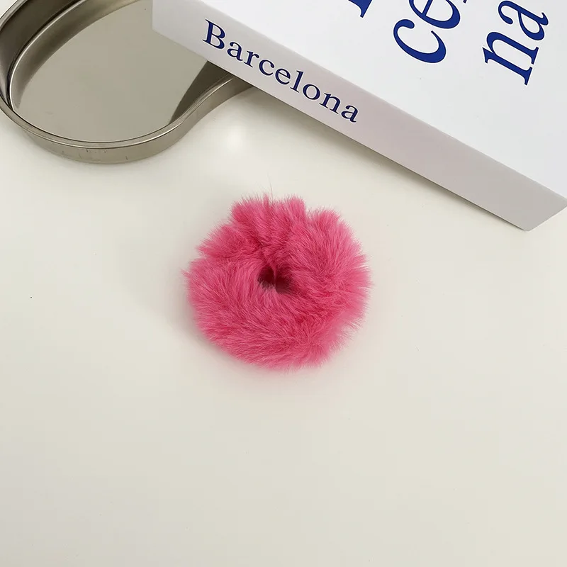 Mädchen Süße Nachahmung Kaninchen Pelz Kaninchen Ohren Elastische Haar Bands Frauen Pelz Flauschigen Haar Ringe Plüsch Scrunchies Haar Zubehör – Detail 28