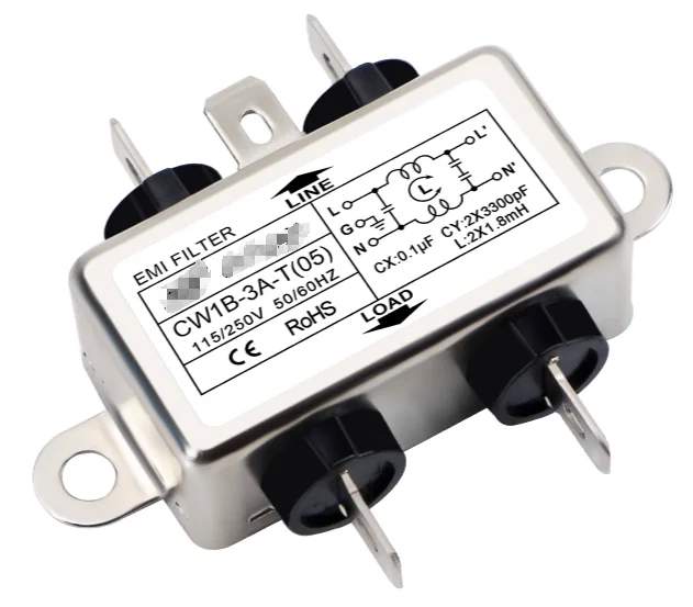 CW1B-3A-T(05) CW1B-6A-T(05) anti-interference single-stage AC 250VAC power filter EMI circuit audio purifier  solder joint