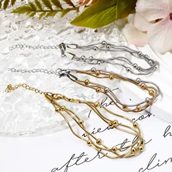 304 Stainless Steel Snake Chain Multilayer Layered Bracelet With Lobster Claw Clasp And Extender Chain Women Jewelry 17cm long
