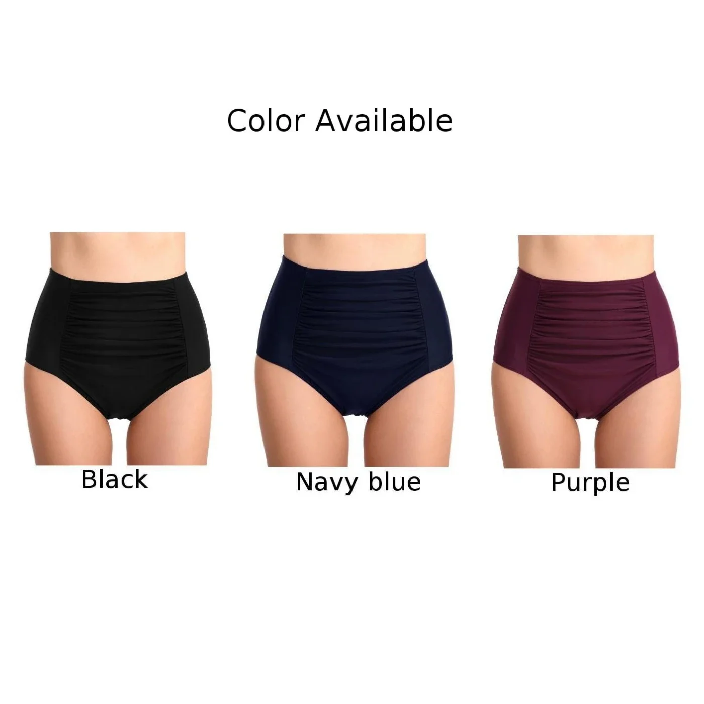 Kobiety Wysoka talia Swim Bottom Ruched Bikini Strój kąpielowy Plaża Strój kąpielowy Majtki T Powrót Oddychające Stringi Pełne pokrycie Wysoka talia