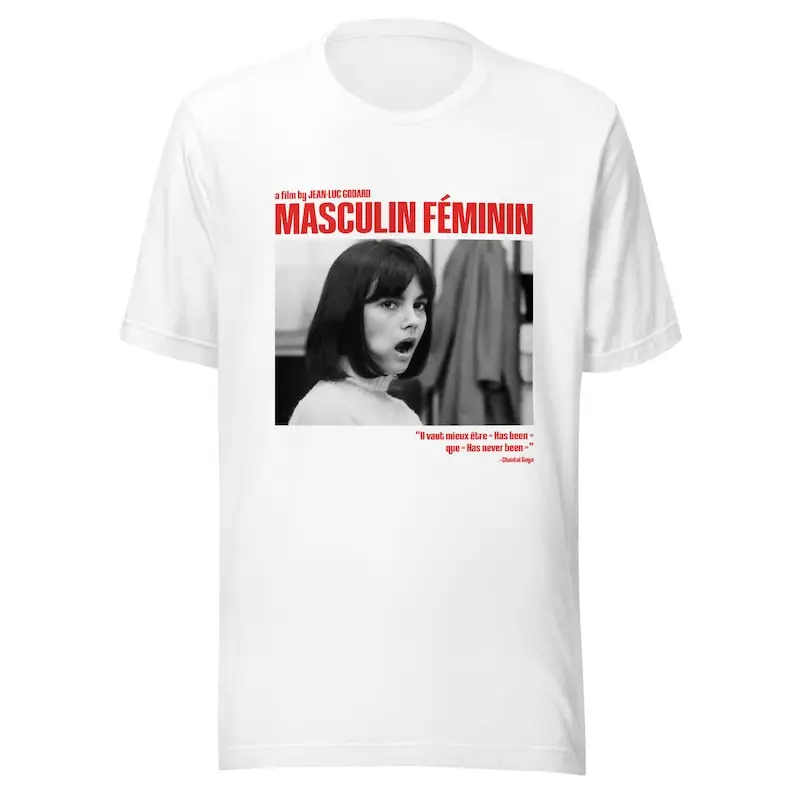 Masculin Feminin Tshirt, Jean Luc Godard, Aesthetic tee, film cult shirt, Movie cult, Nouvelle vague, cinema t-shirt, unisex