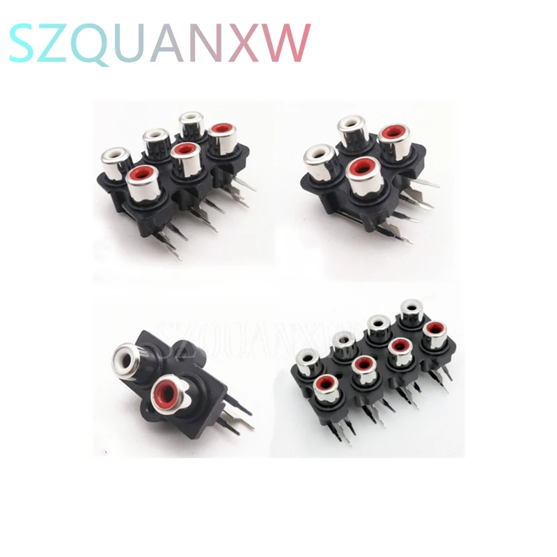 

5Pcs 2/4/6/8 hole RCA Female Stereo audio Jack AV Audio input socket Connector Lotus row Amplifier Interface Signal connection