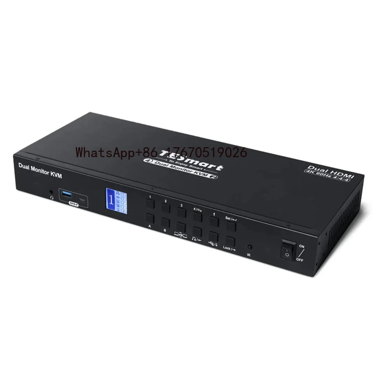 4 Port Dual  KVM Switch  4K60Hz USB 3.0 Docking Station Support EDID 2 Display Modes for Multi-PC Workstation