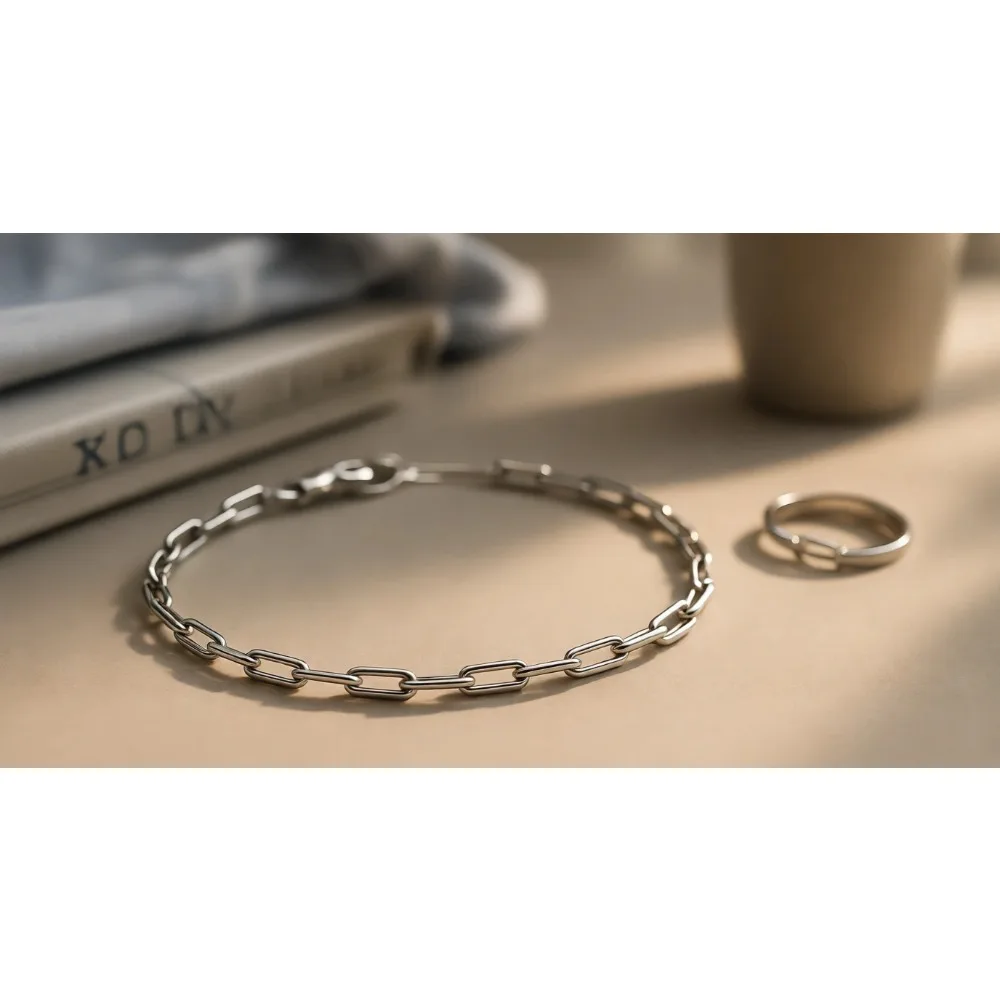 

Цепочка-браслет на ногу из цельного серебра 925 пробы, 2,5 мм, с звеньями в форме скрепок, для женщин, сделано в Италии