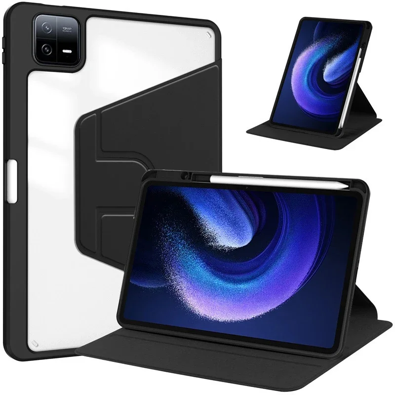 360° Rotating Case for Xiaomi Pad 6/Pad 6 Pro 11inch 2023 Swiveling Stand Clear Anti Fall Protective Shell  Auto Sleep/Wake Up