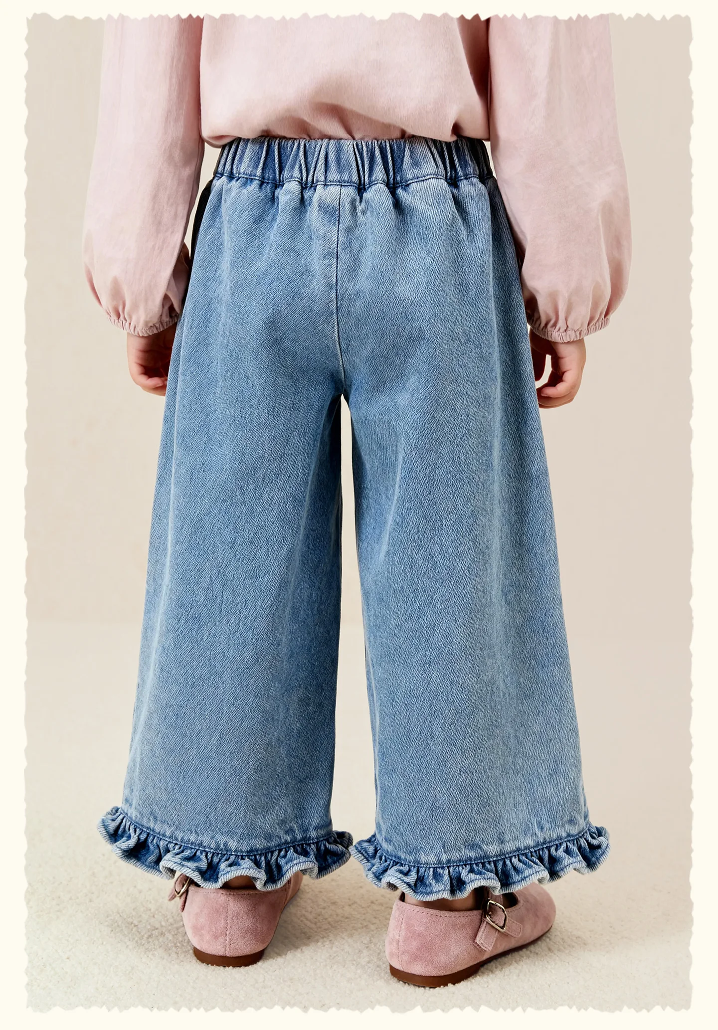 Amila 2026 Herbst Neue Kinderjeans aus reiner Baumwolle, gewaschen, Vintage, weites Bein, modisch, lässig, bequem, weiche lange Hose für den täglichen Gebrauch. – Detail 11