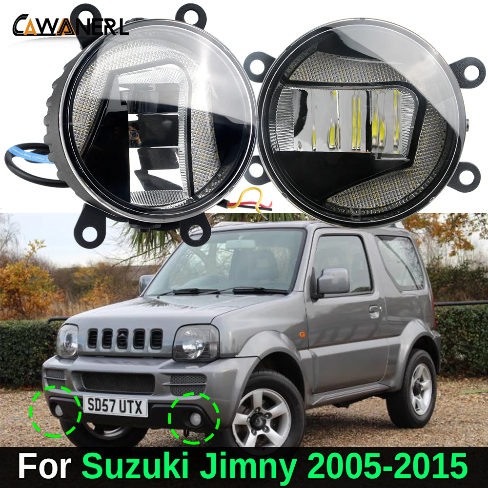 2IN1 Car Front LED Fog Light + DRL Daytime Running Lamp 30W High Bright For Suzuki Jimny Closed Off-Road Vehicle 2005-2015