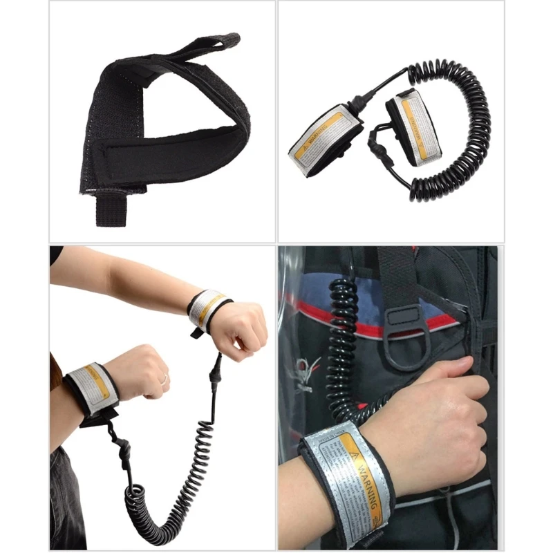 

Diving Spring Safety Rope Adjustable Coiled Spring Wrist Strap Safety Hand Rope Surfboard Wrist Cuffs Swimming Accessory