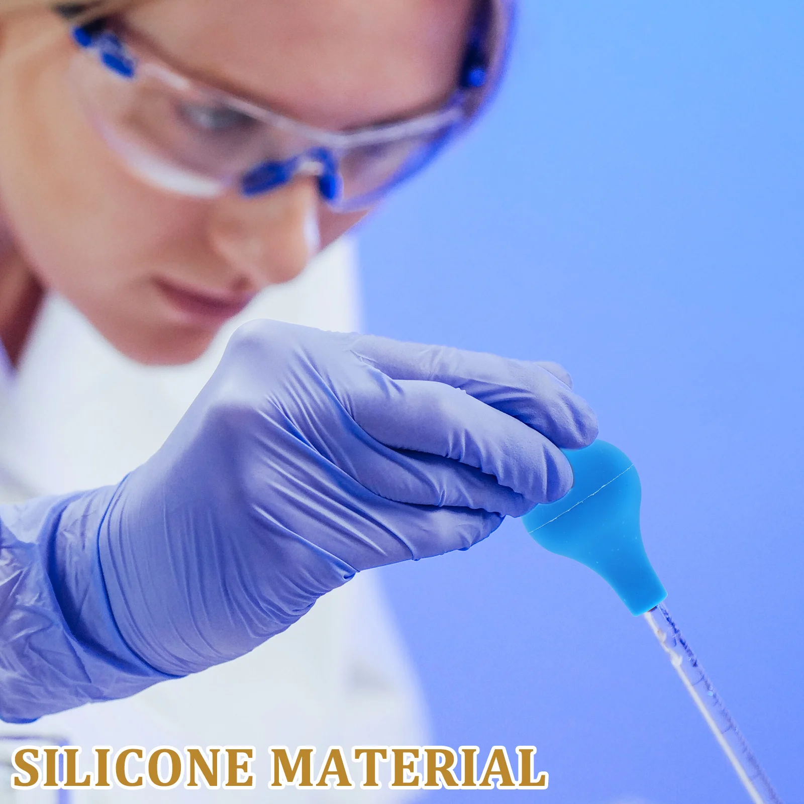 

10pcs Silicone Dropper Replacement Bulbs For Graduated Pipette Tube Lab Bottle Supplies Durable Heat Resistant (Blue)