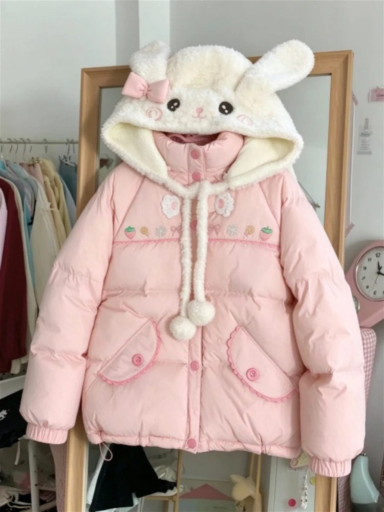 Vintage Hooded Leather Coats Y2k Tops Women Korean Fashion Subculture Sweatshirts Harajuku Printed Jacket Japanese Kawaii Parkas
