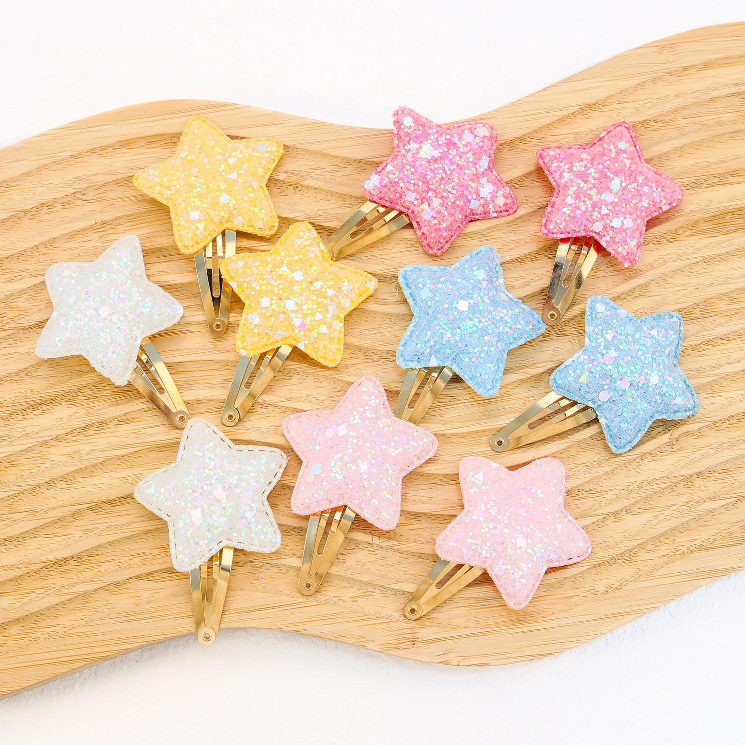 10pcs Sparkly Star Hair Clips Kids Glitter Star Shaped Hairpins Girls Alloy Snap Barrettes Clips Kids Children Hair Accessories