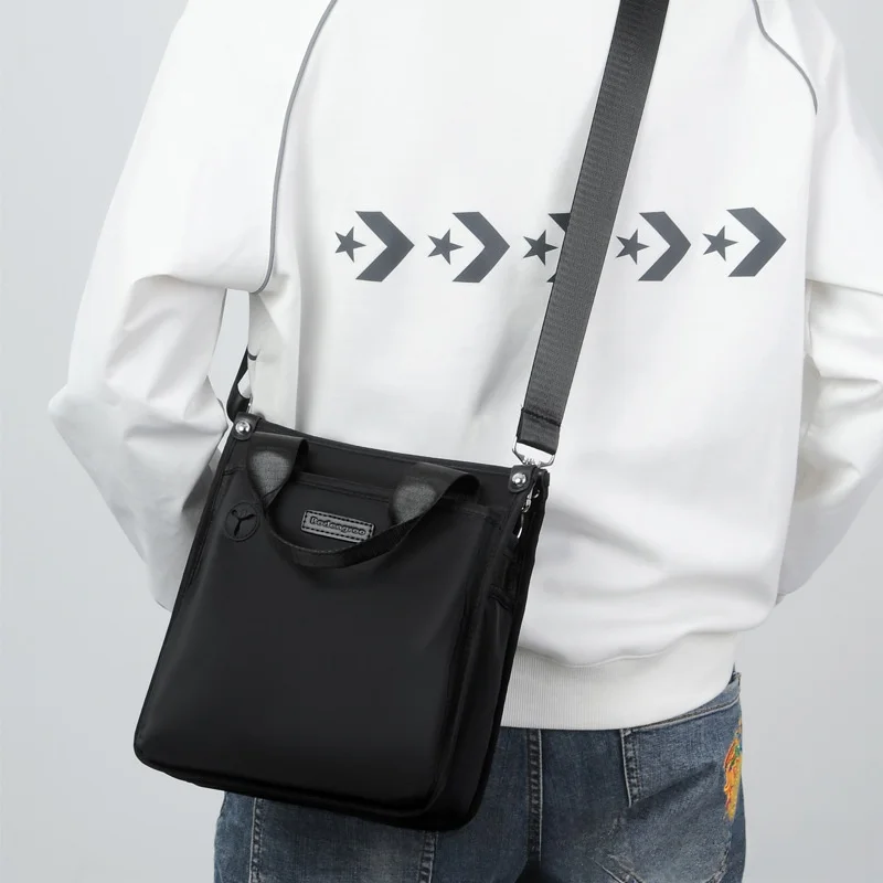 Холщовая сумка через плечо из ткани быка, мужская сумка на одно плечо, Sli, корейская мода, небрендовая, лето 2029, нейлоновый материал