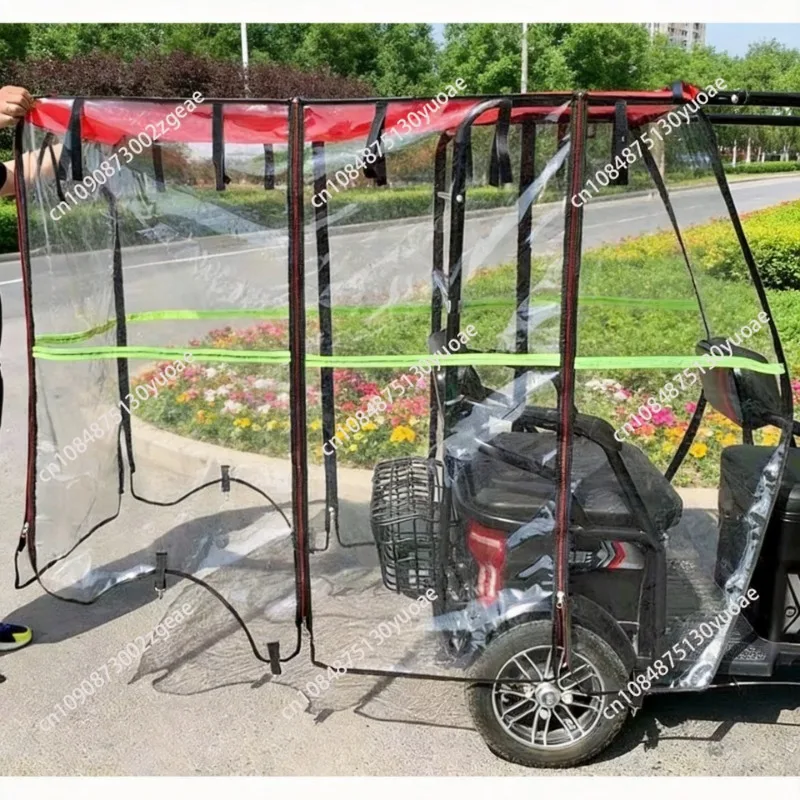 Electric tricycle carport rain curtain car minibus electric cover fully transparent curtain windproof warm thickened double laye