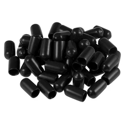 20/80/200Pcs Rubber Round End Cap Cover 2mm-9mm ID 15mm Height Screw Thread Protector Cover Black Rubber Caps Black for Pipe