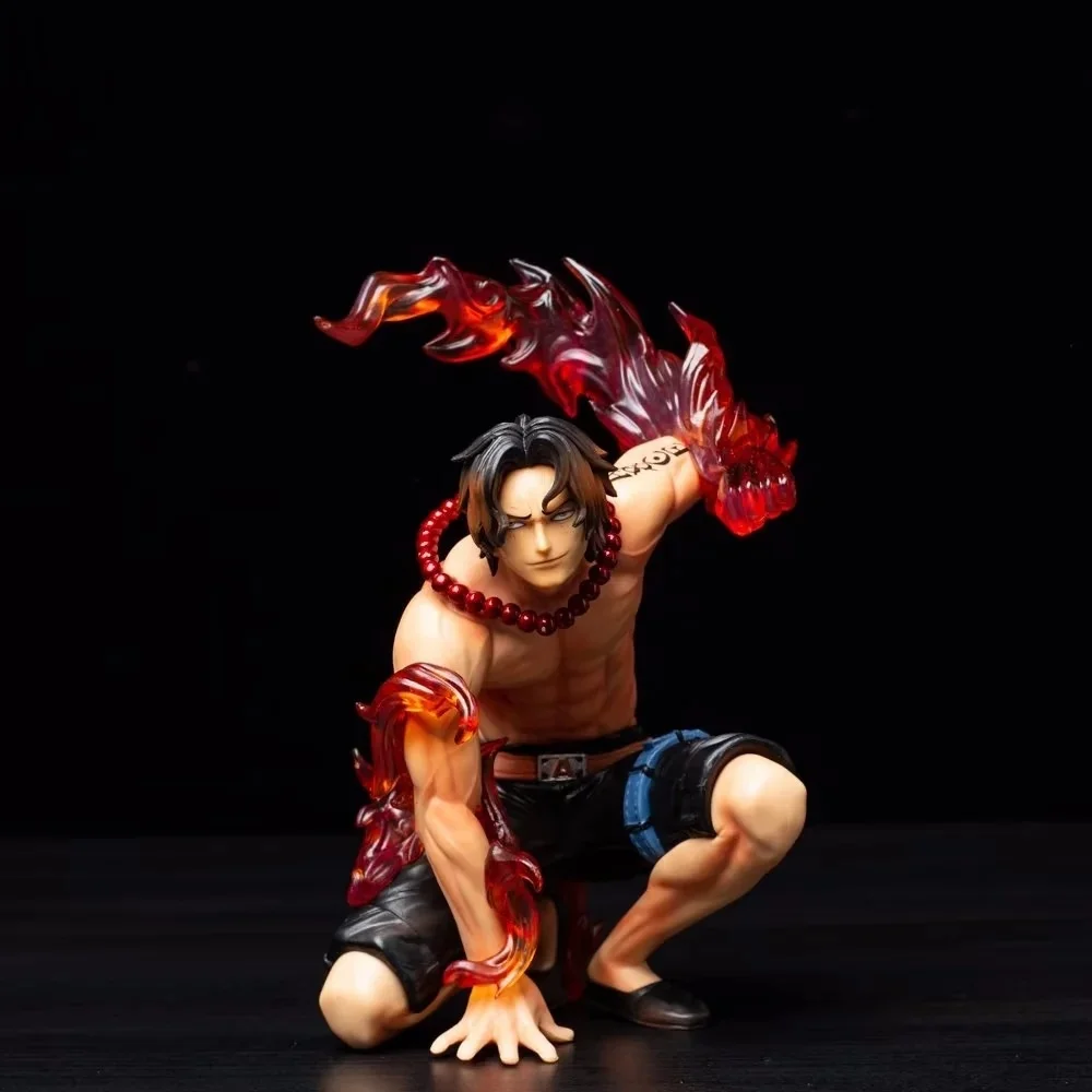 Figura de acción coleccionable de PVC de Anime One Piece, Portgas·D·Ace, Puño de Fuego, Posición de Sentadilla, Guerra en la Cima, 16 cm
