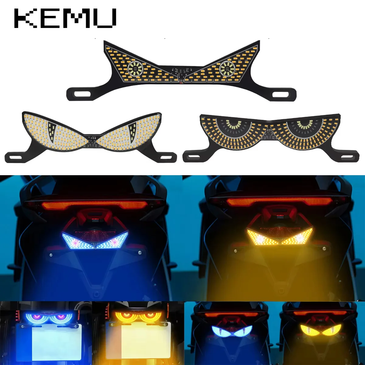 

1 Pcs Motorcycle License Plate Light Cat's Eye LED License Plate Light Tail Decorative Lamp Strobe Light Reversing Signal Light