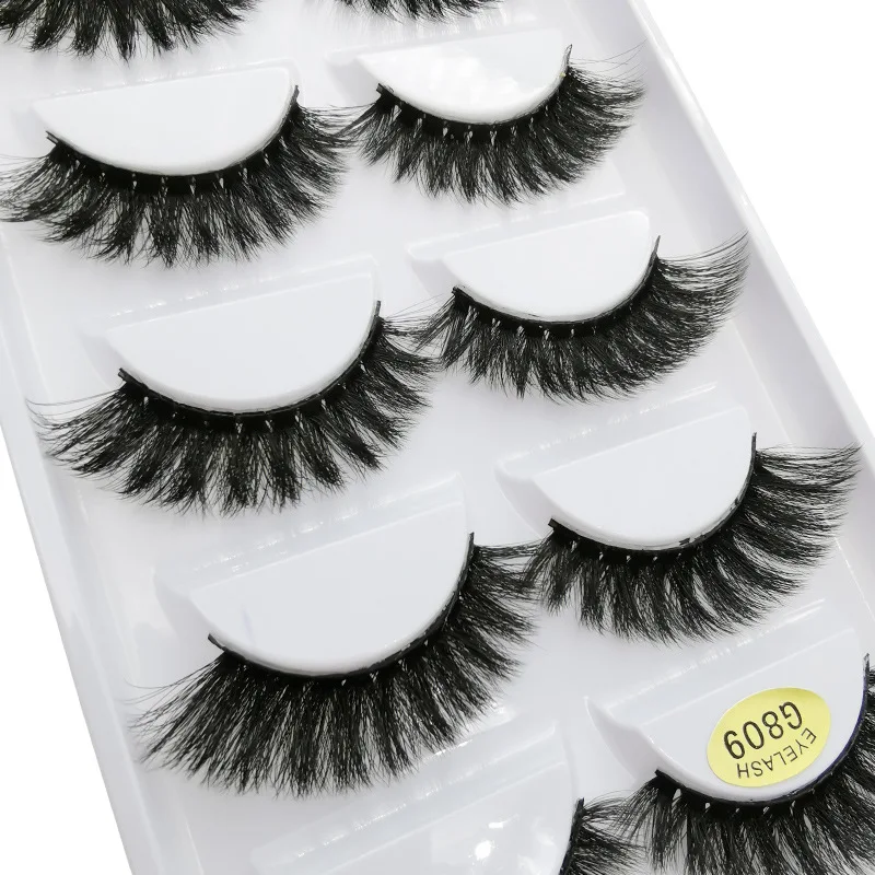 5 Pairs 3D Mink False Eyelashes H13, Soft Eyelash Extension Natural Eyelashes Makeup Lashes Wholesale G800, G806