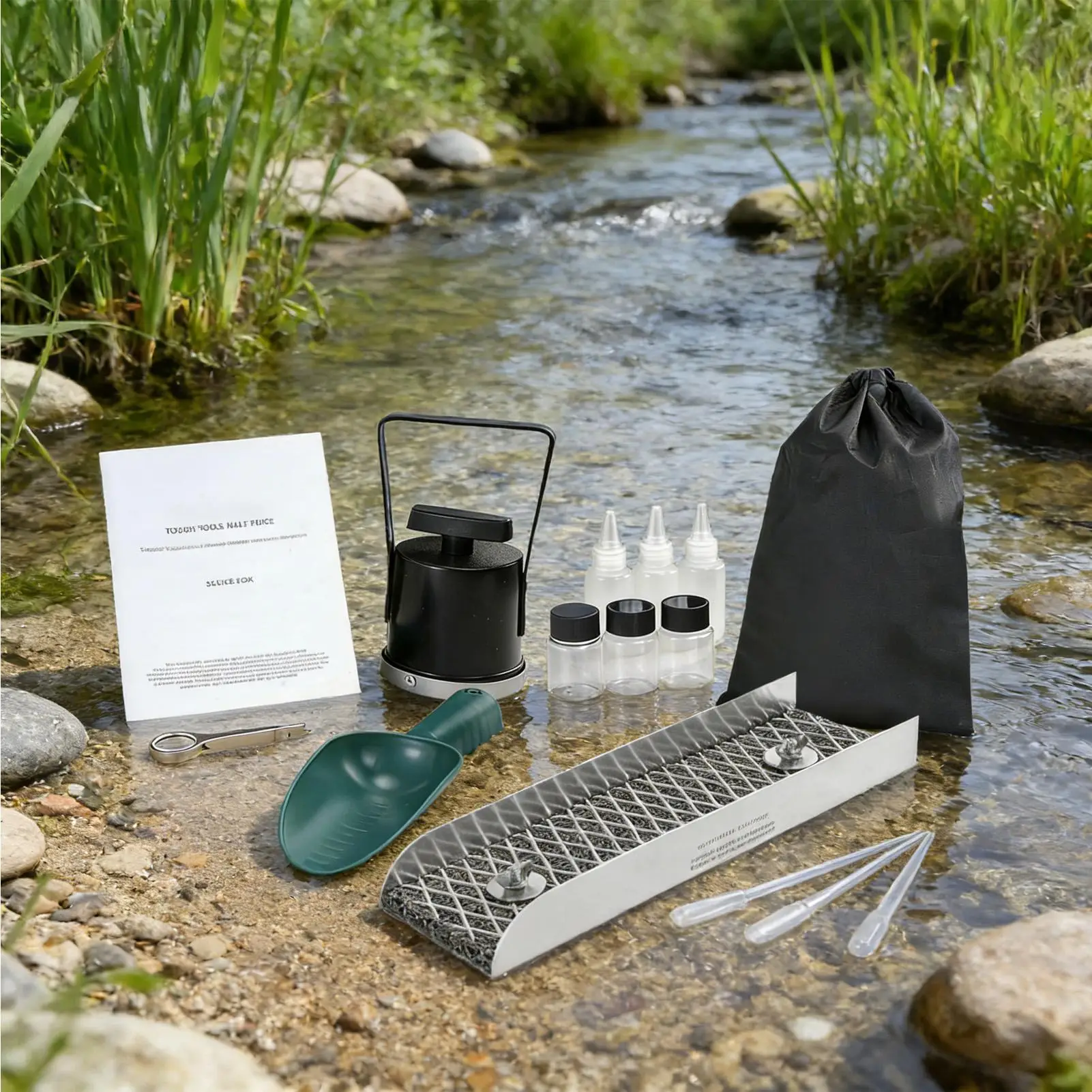 Gold Panning Kit with Sluice Box Small Portable Toys Gold Panning Kit with Miner Moss for Outdoor Lake River Stream Mountain