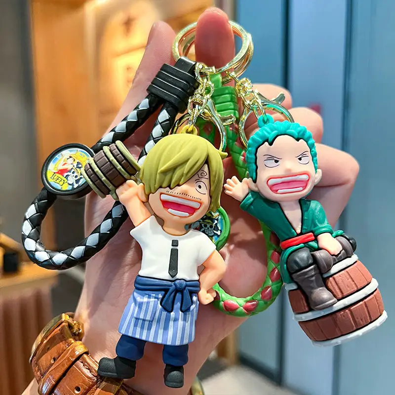 Anime One Piece Luffy Doll Keychain Nami Ace Silicone Cute Car Home Key Pendant Kawaii Children's Backpack Buckle