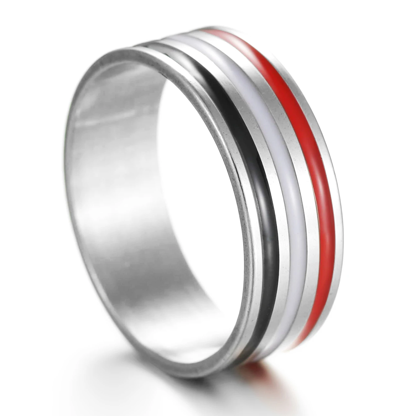 

New Fashion Colorful Stripes Punk Ring Silvery Stainless Steel Rings for Women Men Couple Rings Party Jewelry Gift Dropshipping