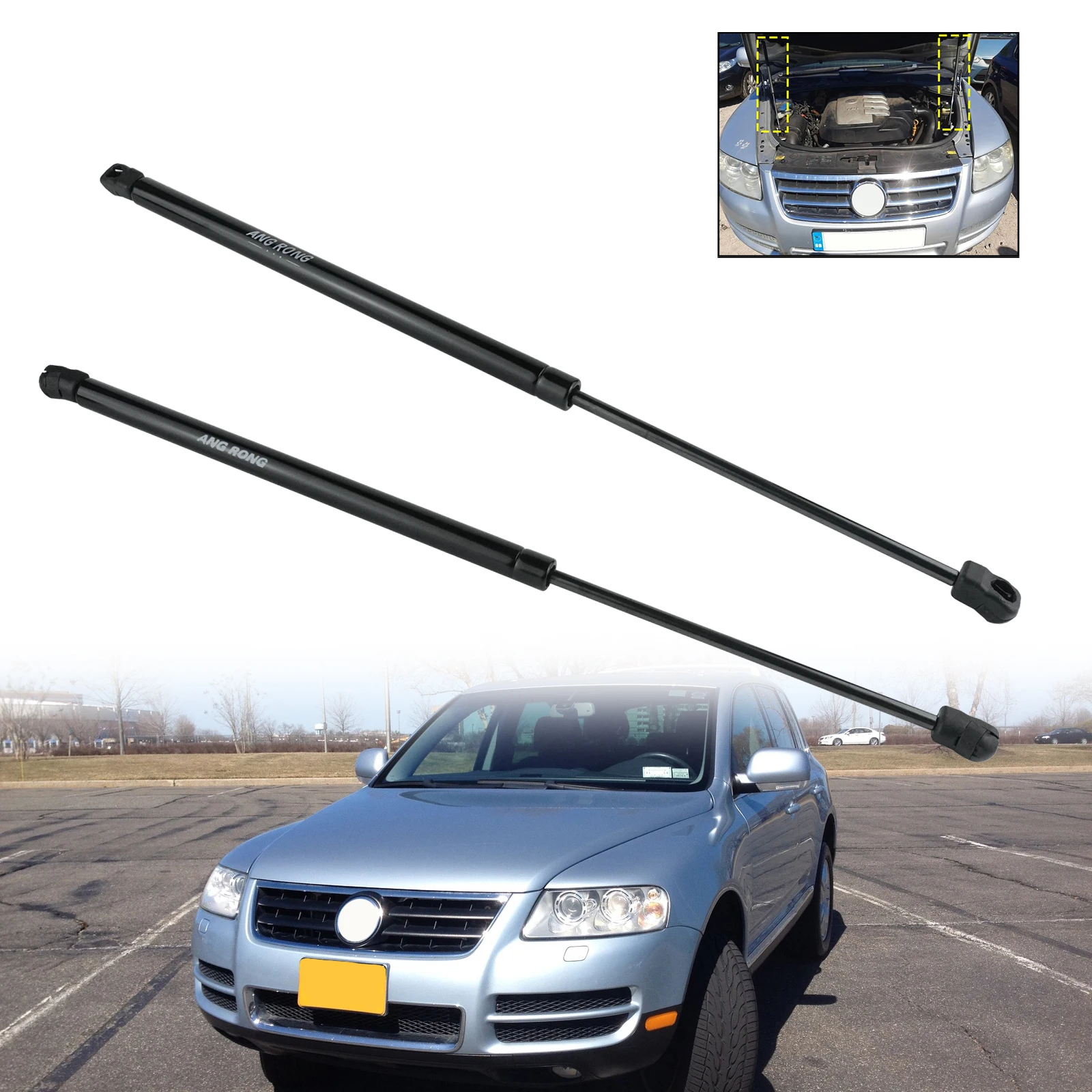 2X Do VW Touareg 7L 04-10 Podpory gazowe przedniej maski silnika 125N 7L 6823359 A