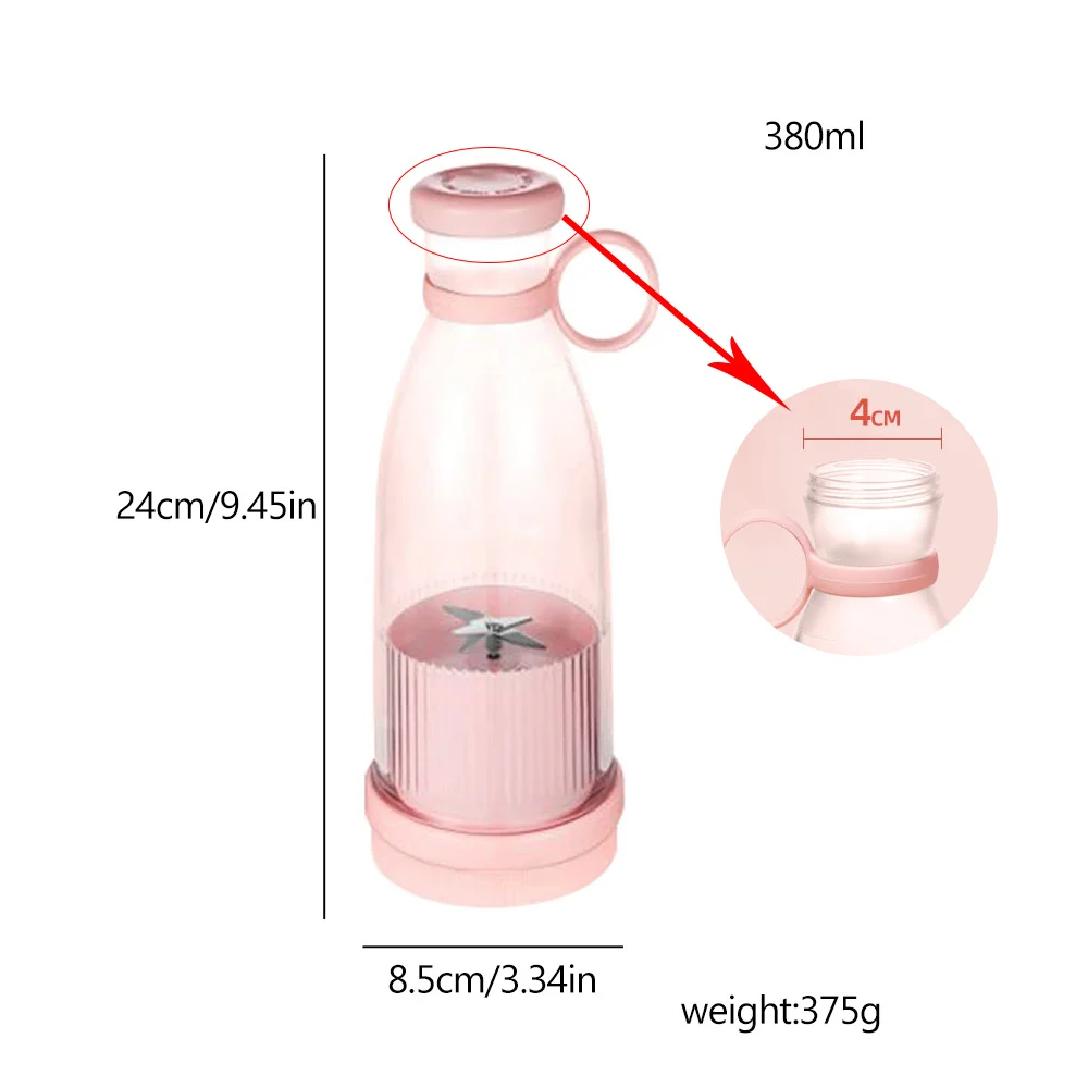 Rechargeable Mixers Fresh Fruit Juicers Blue/Pink Usb Portable Juicers Bottle Mini Fast Electric Portable Blender Smoothie