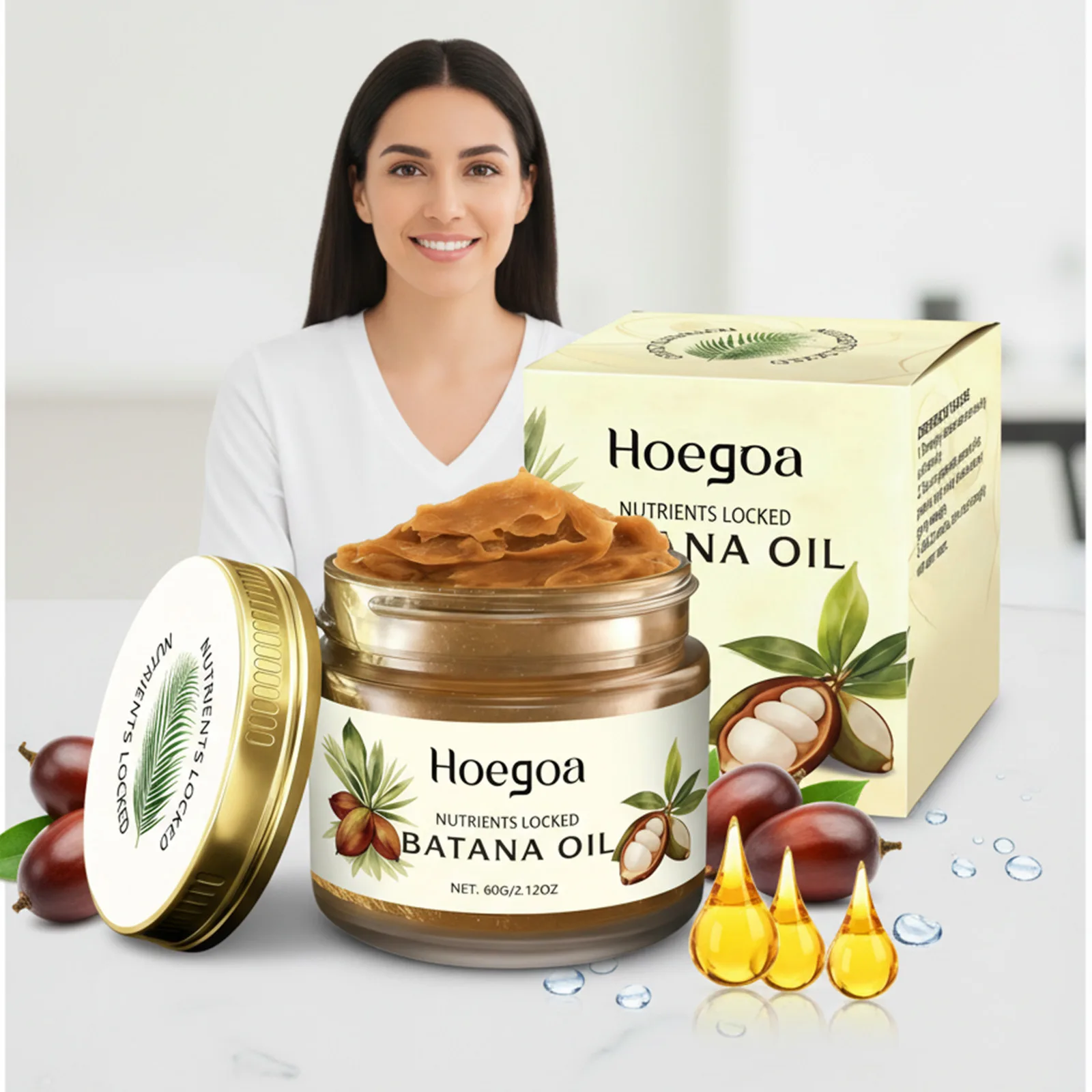 

Hoegoa Raw Batana Oil Mask Natural Organic Growth Butter Repair Damaged Prevent Hair Loss Thicken Hair Root Scalp Treatment Care