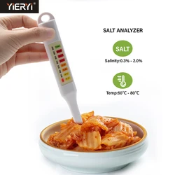 2 in 1 Food Salinity Meter Salinometer Temp Salt Concentration Tester Hydrometer Handheld Analyzer Tool for Kitchen Brine Soup