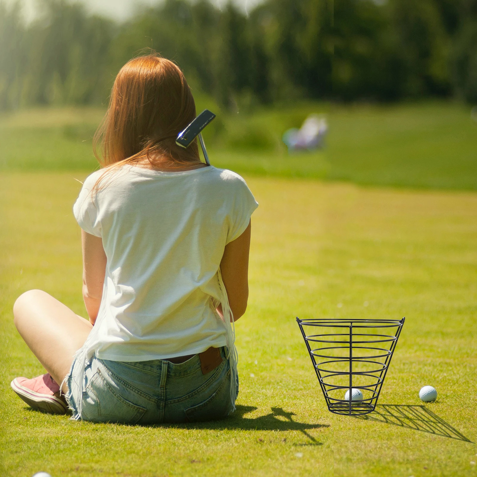 

Golf Ball Basket Container Metal Large Capacity Sturdy Lightweight Iron Frame Durable Outdoor Stadium Handle Practice