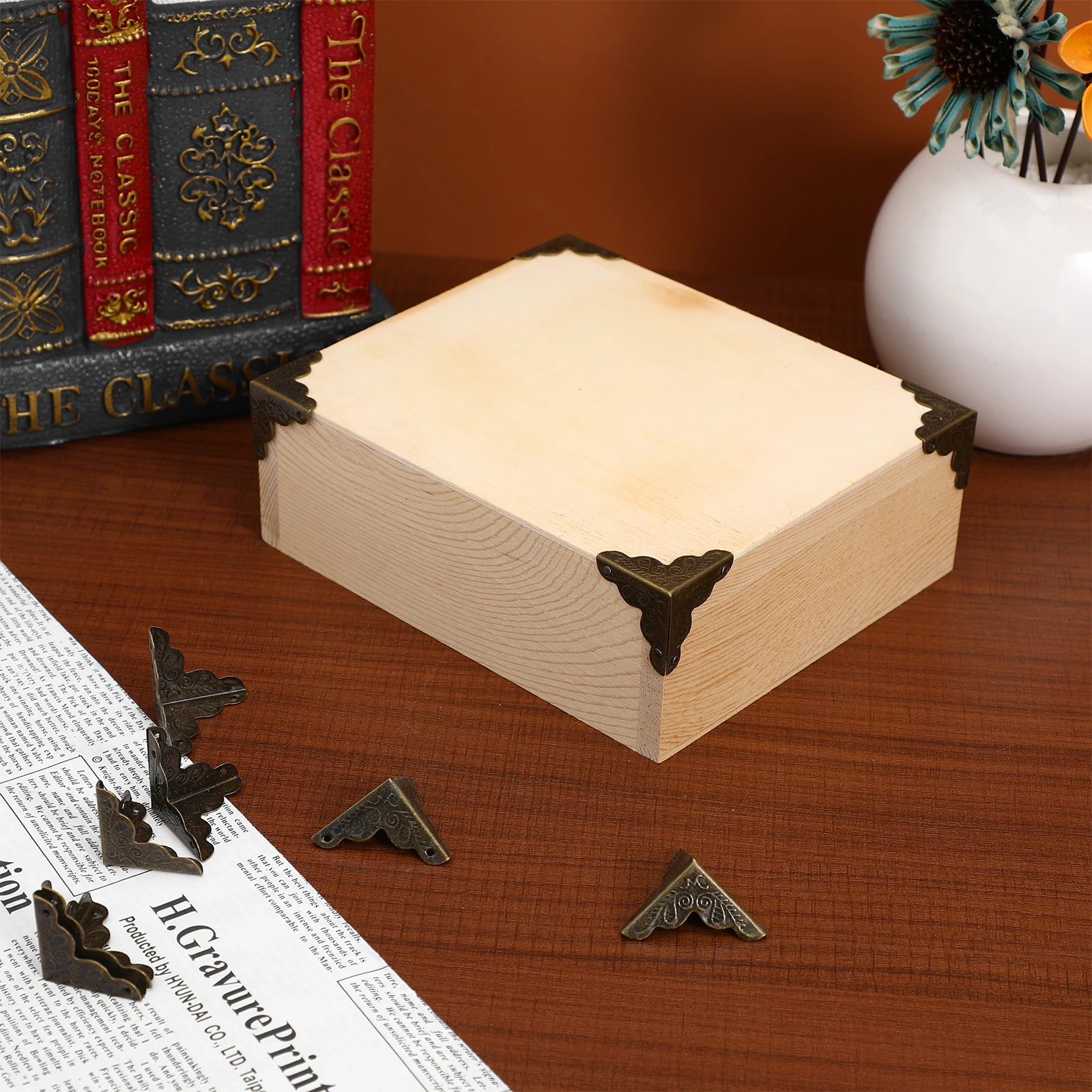 30 قطعة حشوات للزوايا المطبوعة تقليم معدني عتيق للأثاث حافة حماية الجدول خزانة درج غطاء غبار قوس الأجهزة #2