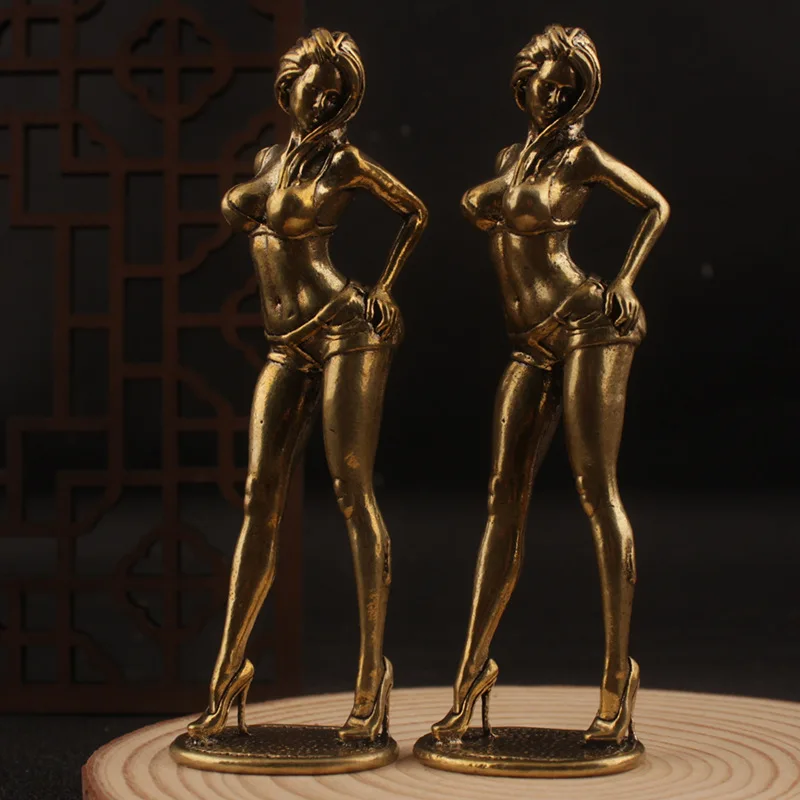 

Brass Bikini Girl Figurine Handheld Home Decor Desktop Ornament Lingerie Model Brass Girl Figurine
