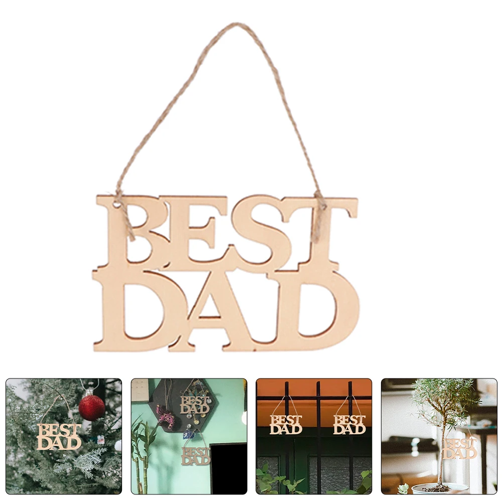 

20pcs Father's Day Wood Slice Craft Decor Hollow Out Wooden Hanging Ornaments Dad Gift Wall Hangings Versatile Decorative