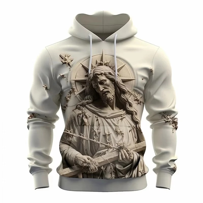 3d Print Jesus Cross Hooded Sweatshirt New In Casual Long Sleeve Oversized Mens Hoodie Sportwear Clothes Plus Size Hoody For Men