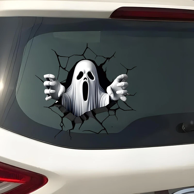

Halloween Horror 3D Broken Ghost Skull Car Decorative Sticker Car Sticker Waterproof PVC Sticker