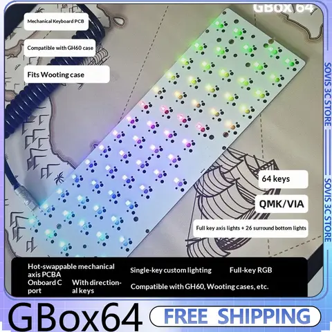 GBox64 PCB Supports VIA Mechanical Keyboard positioning board Custom DIY RGB GH60 PCB for Wooting 60 Gaming Accessories