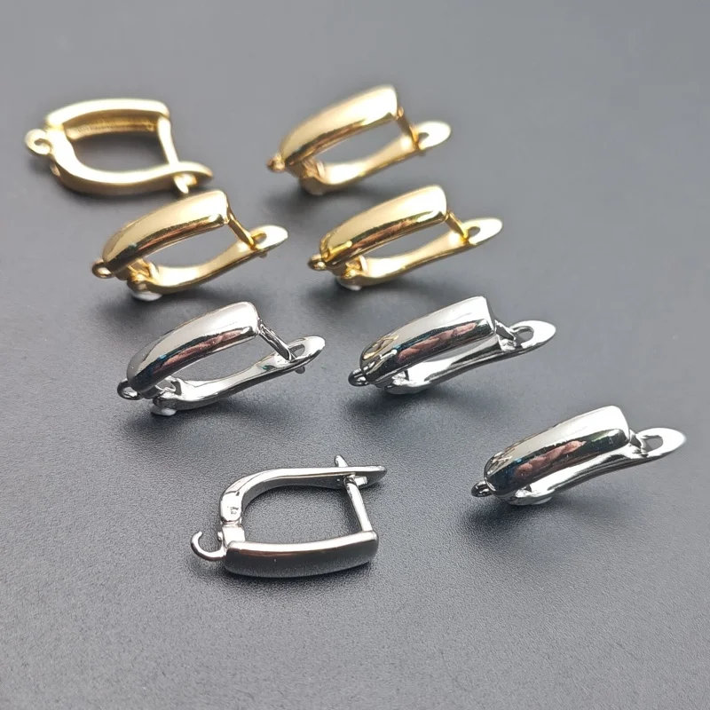 High Quality Nickle Free Anti-rust 18k Gold Plating Wide Square Rectangle Metal Earring Hook Clasps Jewelry Findings 30pc/Lot