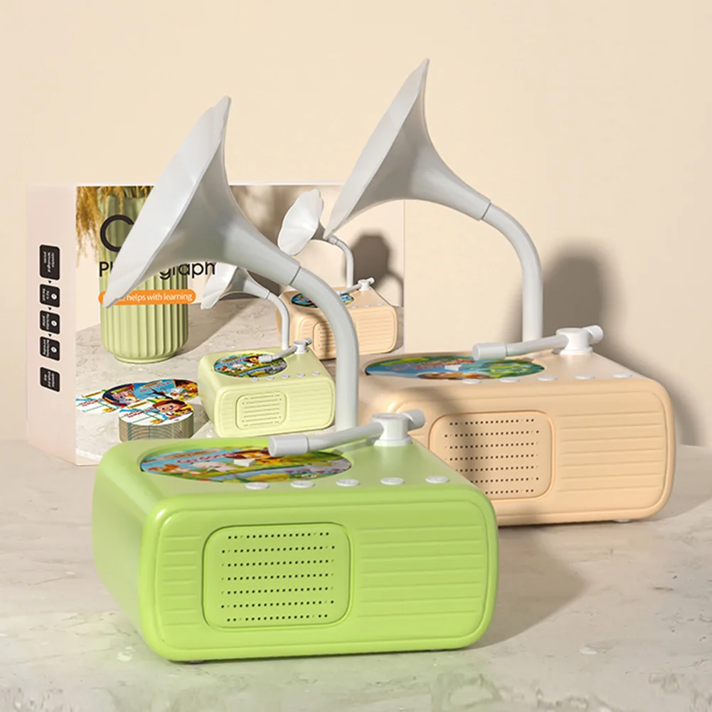 スピーカー付き子供用蓄音機 子供用音楽プレーヤー 男の子と女の子向けの教育用蓄音機 対象年齢3歳以上