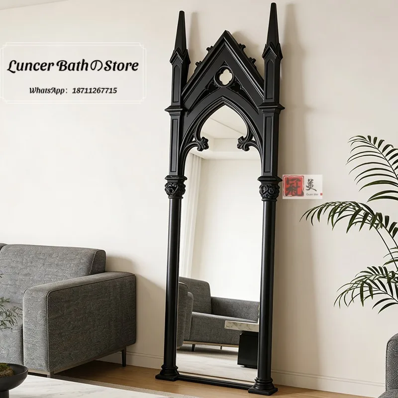 Erised Mirror French Gothic Wall Mirror, Dark Style Full Length Dressing Mirror, Floor Standing Fitting Mirror for Home