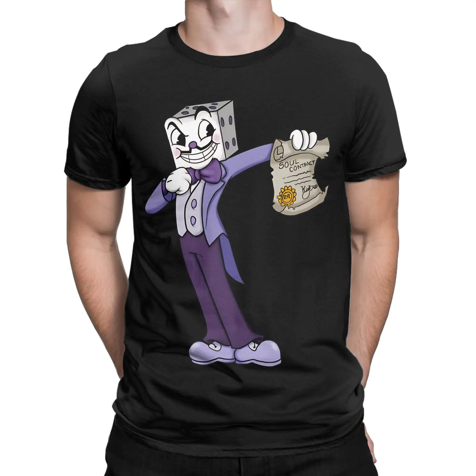 Dice Cuphead Novelty 100% Cotton T-Shirt Cuphead Tees Tops For Men