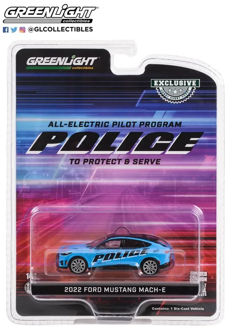 

GreenLight 1/64 2022, Ford Mustang Mach-E GT, электрическая полицейская коллекционная версия, металлическая литая под давлением модель гоночного автомобиля, детские игрушки, подарок