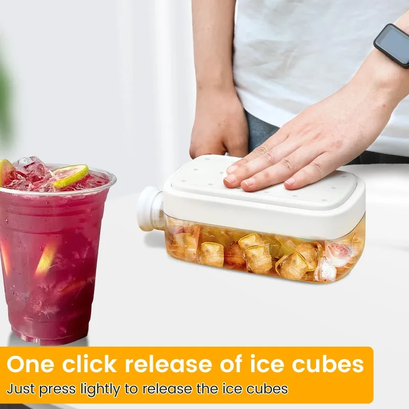 2 In 1 Ice Cube Bottle Kit One Click Ice Release Creative Icing Mold Cup Tray Bottle with Lids and Container for Beverages Juice