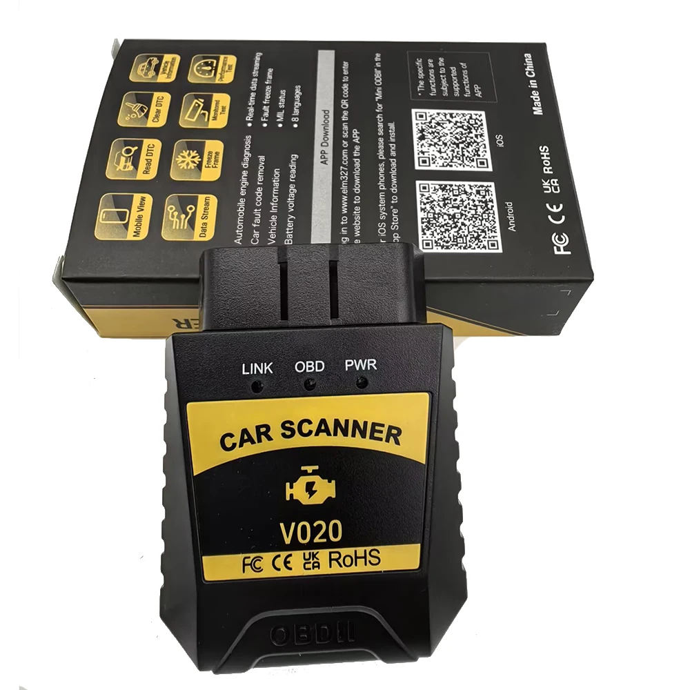 V020 Elm327 Bluetooth 4.0 OBD2 Scanner OBD for IOS/Android ELM 327 Code Reader Clear Engine Car Fault Diagnostic Repair Tools