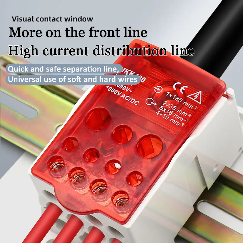 

1 Piece UKK 80A Din Rail Distribution Box Block One In Multiple Out Power Universal Wire Connector Junction Box Terminal Block