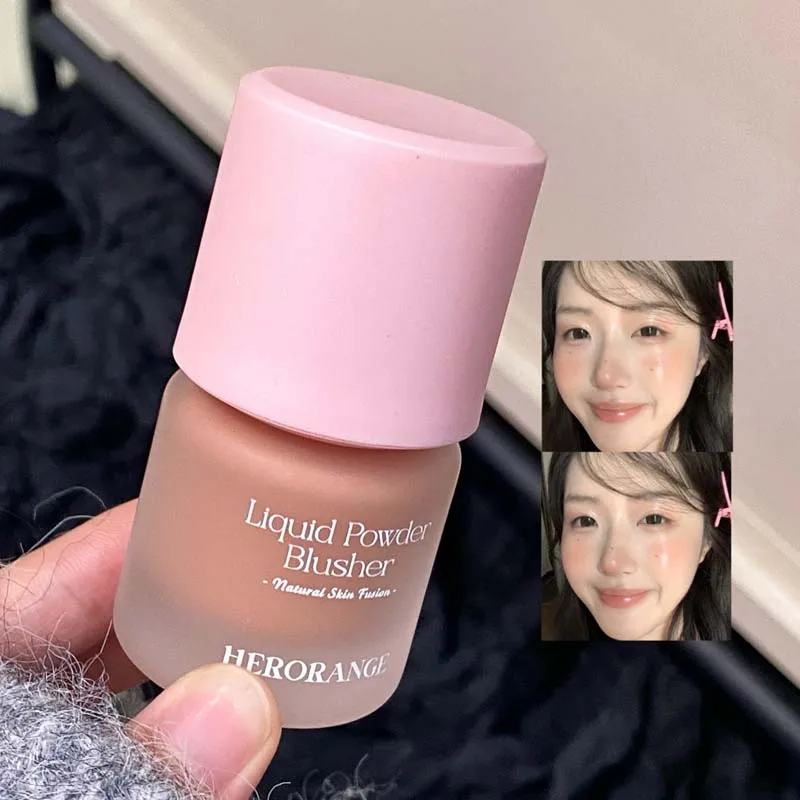 HERORANGE Matte Glow Liquid Blush Sponge Applicator Natural Flush Long Lasting Blendable Liquid Cheek Tint Daily Makeup